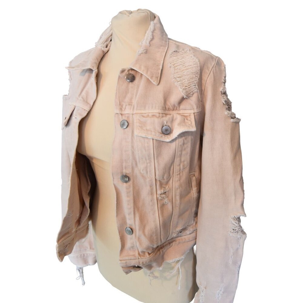 J Brand Jacket Harlow Distressed Trucker Moto Jacket Grunge Size Small Denim - Picture 2 of 15